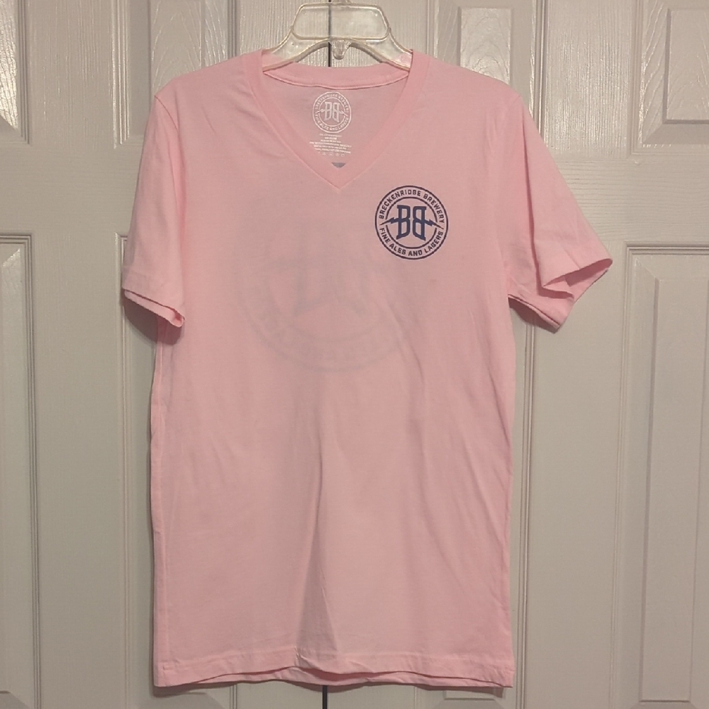 Pink V-Neck T-Shirt with Logo